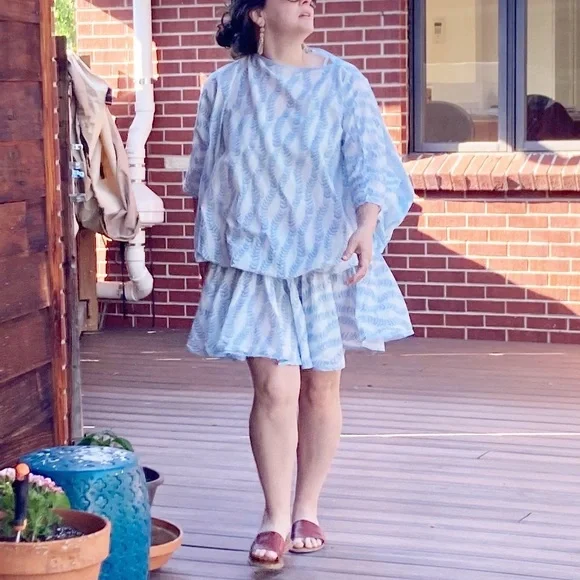 Anthropologie | Dresses | Anthropologie X Azulu Smocked Drop Waist  Oversized Blouson Dress Sz Osfm | Poshmark